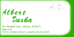 albert duska business card